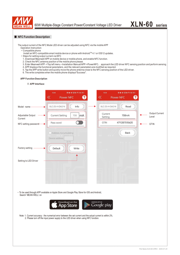 Meanwell Power Supply XLN-60 NFC Function Description