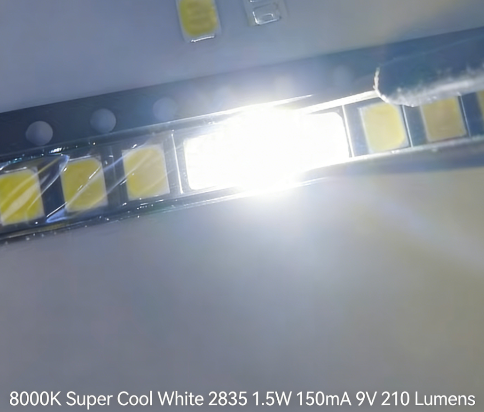 8000K Super Cool White 2835 1.5W 150mA 9V 210 Lumens