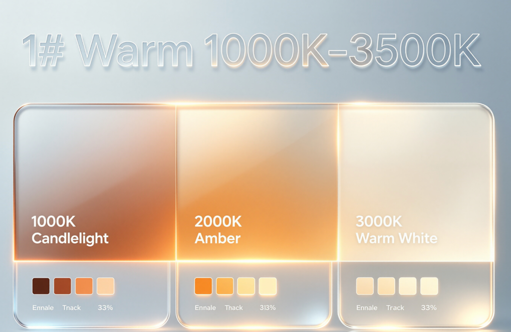 1# CCT 1000K-3500K Warm 1000K Candlelight 2000K Amber 3000K Warm  White