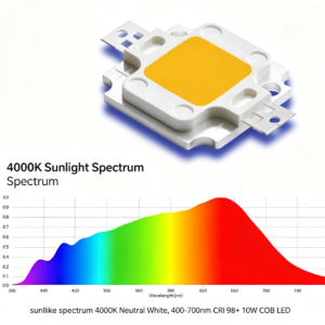 sunlike Spectrum 4000K Neutral White 400-700nm CRI 98+ 10W COB LED
