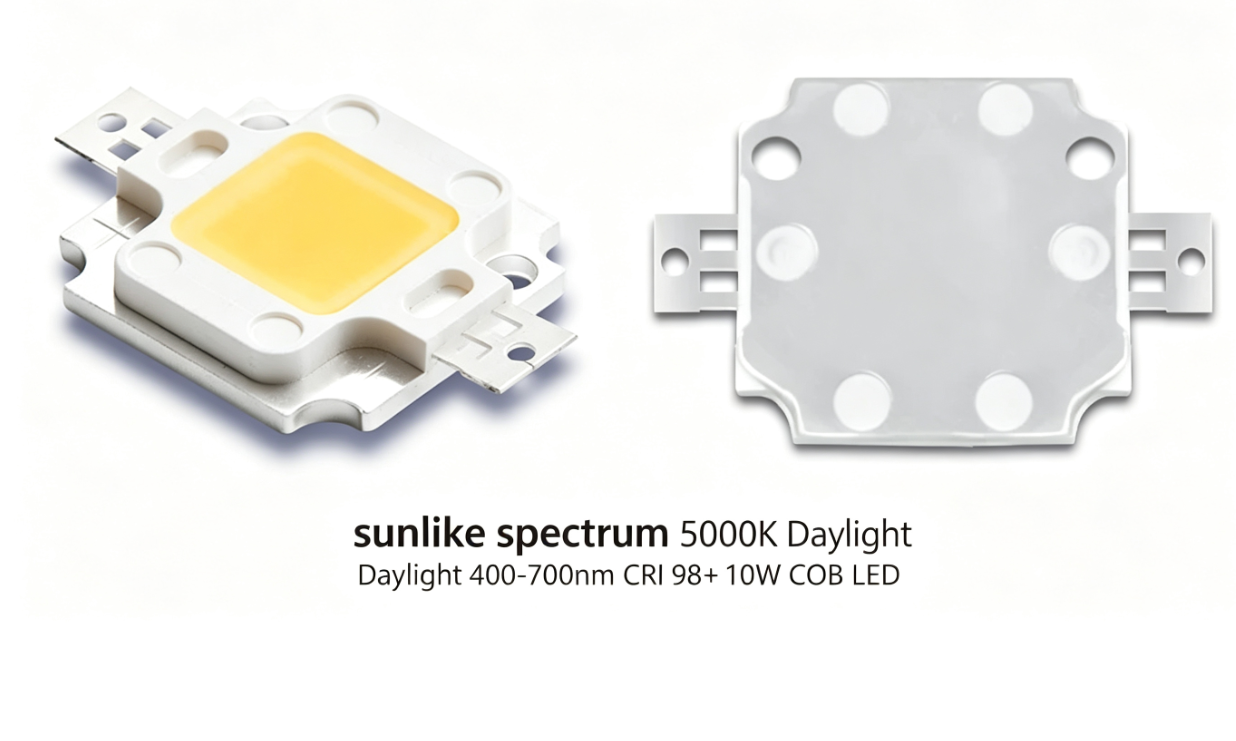 sunlike Spectrum 5000K Daylight 400-700nm CRI 98+ 10W COB LED